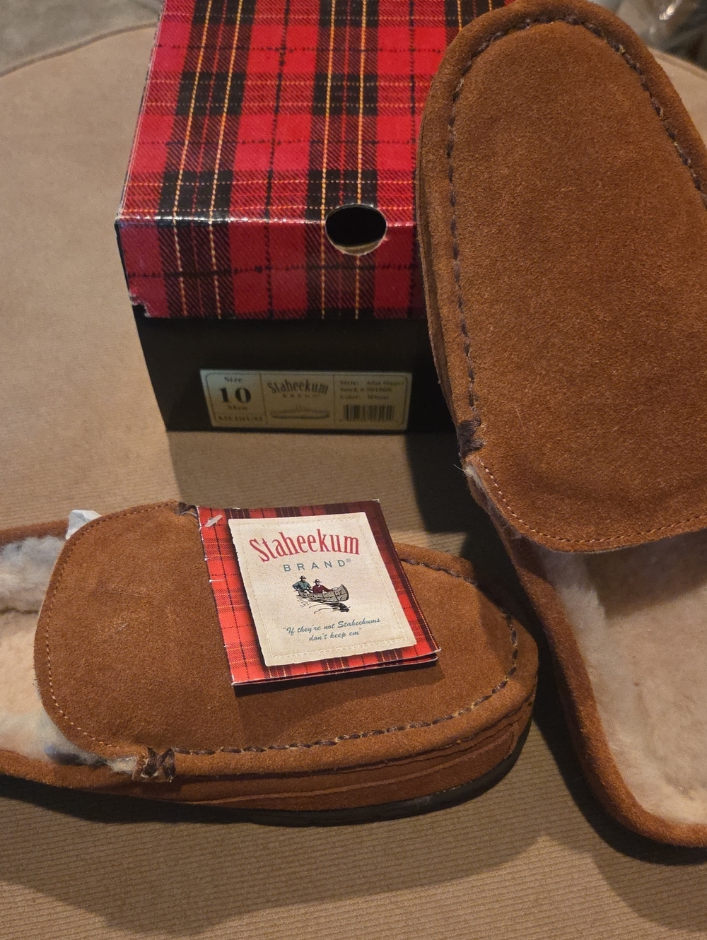NWT Staheekum Brown Suede Atlas  Slippers with Shearling Lining 10M